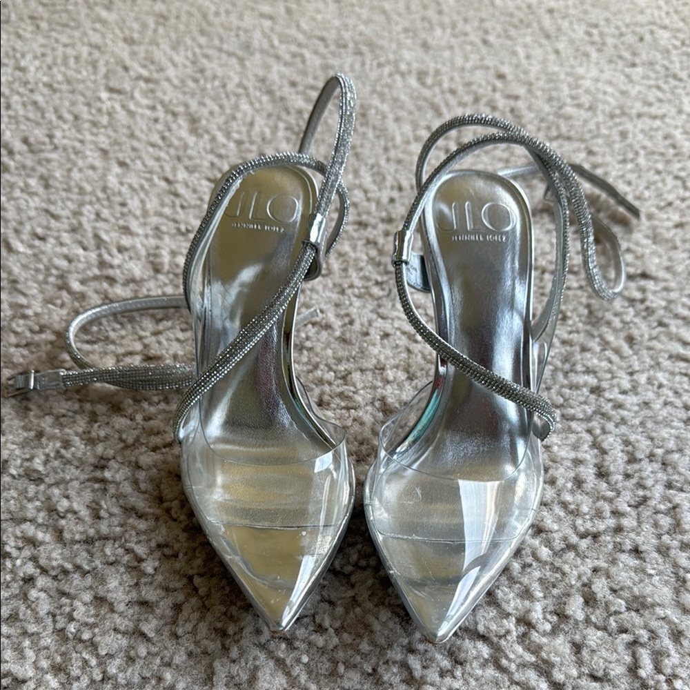 Jennifer Lopez Silver Slingback Heels